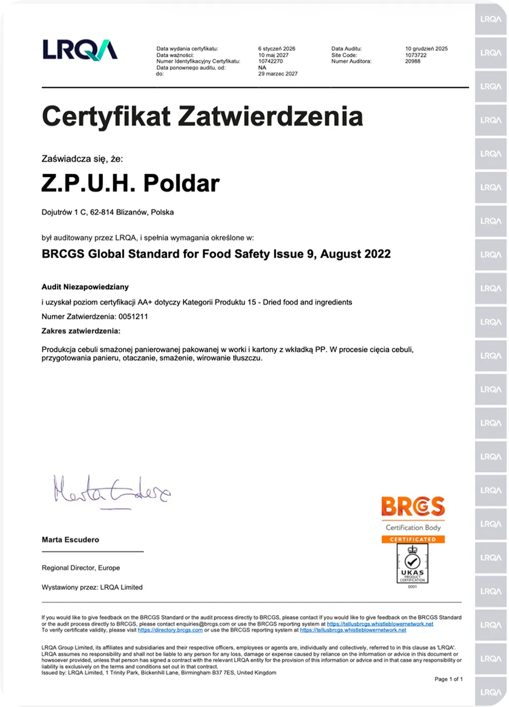BRC Certificate